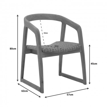 Πολυθρόνα Somalia σκελετός αλουμινίου με teak πόδι σε φυσική απόχρωση και καφέ pe rattan 57x62x80εκ Υλικό: TEAKWOOD - ALUMINUM - RATTAN 334-000001
