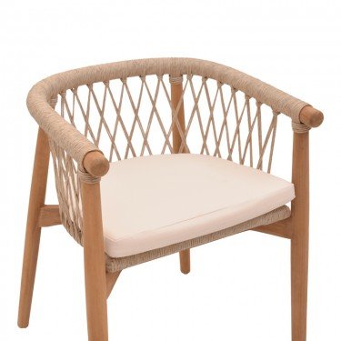 Πολυθρόνα Abby σκελετός από teak ξύλο σε φυσική απόχρωση και κρεμ μαξιλάρι 60x58x78εκ Υλικό: TEAKWOOD - ALUMINUM - FABRIC 334-000005