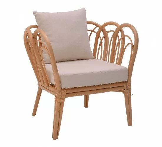 Πολυθρόνα Tania φυσικό rattan-λευκό μαξιλάρι 76x76x76εκ Υλικό: RATTAN - FABRIC 335-000012 Πολυθρόνα Tania φυσικό rattan-λευκό μαξιλάρι 76x76x76εκ Υλικό: RATTAN - FABRIC 335-000012