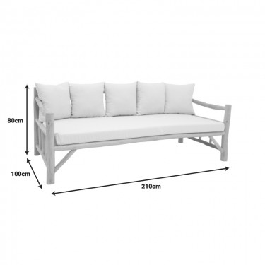Καναπές Roziana φυσικό teak ξύλο 210x100x80εκ Υλικό: TEAKWOOD - FABRIC 335-000021