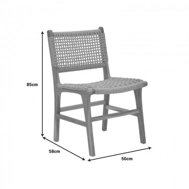 Καρέκλα Sponze σκελετός teak ξύλο- pe σχοινί σε φυσική απόχρωση 50x58.5x85εκ Υλικό: TEAKWOOD - SYNTHETIC ROPE 336-000003