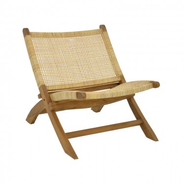 Πολυθρόνα Jerenze φυσικό teak ξύλο-φυσικό rattan 65x78x68εκ Υλικό: TEAKWOOD - RATTAN 336-000010
