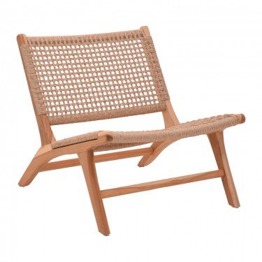 Πολυθρόνα Beatrice σκελετός teak ξύλο με pe σχοινί σε φυσική απόχρωση 65x78x68εκ Υλικό: TEAKWOOD - SYNTHETIC ROPE 336-000012