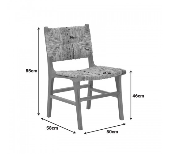 Καρέκλα Refane σκελετός teak ξύλο με ψάθα σε φυσική απόχρωση 50x58x85εκ Υλικό: TEAKWOOD - STRAW 336-000026