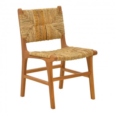 Καρέκλα Refane σκελετός teak ξύλο με ψάθα σε φυσική απόχρωση 50x58x85εκ Υλικό: TEAKWOOD - STRAW 336-000026