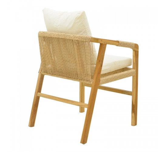 Πολυθρόνα Cuerda σκελετός teak ξύλο με pe σχοινί σε φυσική απόχρωση 55x60x80εκ Υλικό: TEAKWOOD - STRAW 336-000027