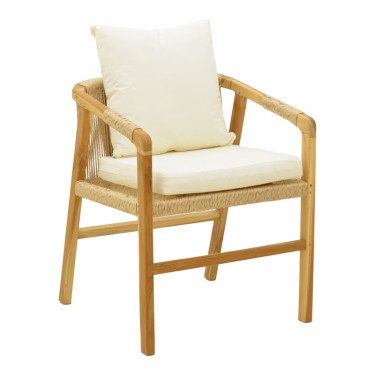 Πολυθρόνα Cuerda σκελετός teak ξύλο με pe σχοινί σε φυσική απόχρωση 55x60x80εκ Υλικό: TEAKWOOD - STRAW 336-000027