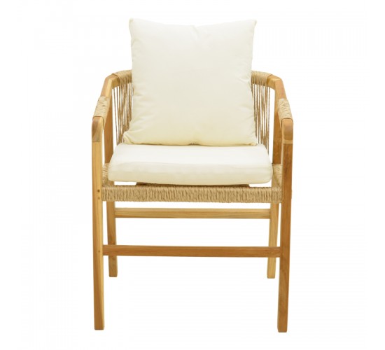 Πολυθρόνα Cuerda σκελετός teak ξύλο με pe σχοινί σε φυσική απόχρωση 55x60x80εκ Υλικό: TEAKWOOD - STRAW 336-000027
