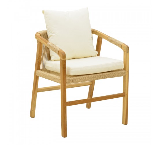 Πολυθρόνα Cuerda σκελετός teak ξύλο με pe σχοινί σε φυσική απόχρωση 55x60x80εκ Υλικό: TEAKWOOD - STRAW 336-000027