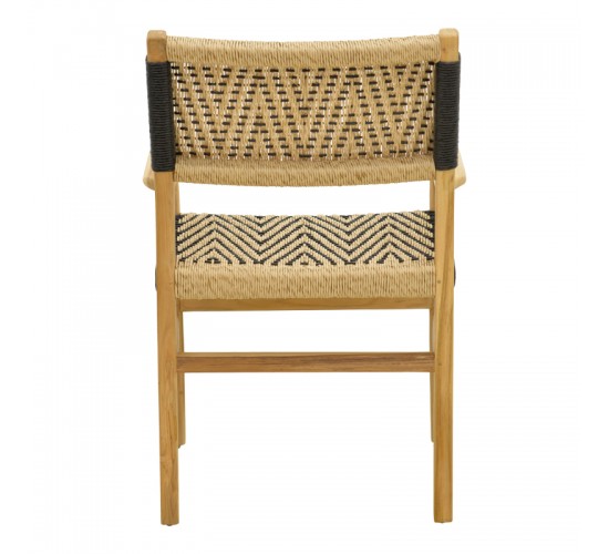 Πολυθρόνα Fermilo σκελετός teak ξύλο με pe σχοινί σε φυσική-μαύρη απόχρωση 55x67x86εκ Υλικό: TEAKWOOD - STRAW 336-000028