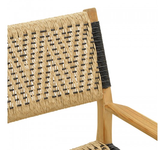 Πολυθρόνα Fermilo σκελετός teak ξύλο με pe σχοινί σε φυσική-μαύρη απόχρωση 55x67x86εκ Υλικό: TEAKWOOD - STRAW 336-000028