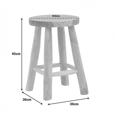 Σκαμπό Sega teak ξύλο σε φυσική απόχρωση Φ30x45εκ Υλικό: TEAK WOOD 336-000029