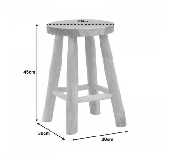 Σκαμπό Sega teak ξύλο σε φυσική απόχρωση Φ30x45εκ Υλικό: TEAK WOOD 336-000029