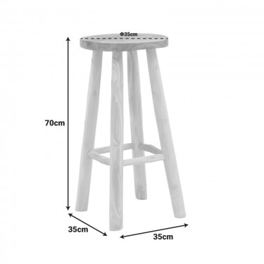 Σκαμπό μπαρ Nusiwo teak ξύλο σε φυσική απόχρωση Φ35x70εκ Υλικό: TEAK WOOD 336-000030