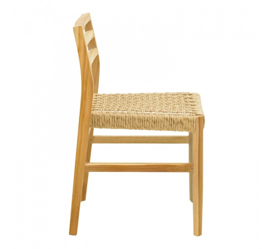 Καρέκλα Tuga σκελετός teak ξύλο-pe σχοινί σε φυσική απόχρωση 50x58x86εκ Υλικό: TEAKWOOD - STRAW 336-000033