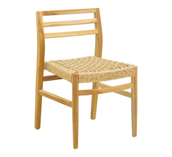 Καρέκλα Tuga σκελετός teak ξύλο-pe σχοινί σε φυσική απόχρωση 50x58x86εκ Υλικό: TEAKWOOD - STRAW 336-000033