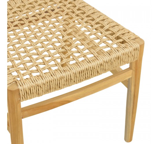 Καρέκλα Tuga σκελετός teak ξύλο-pe σχοινί σε φυσική απόχρωση 50x58x86εκ Υλικό: TEAKWOOD - STRAW 336-000033