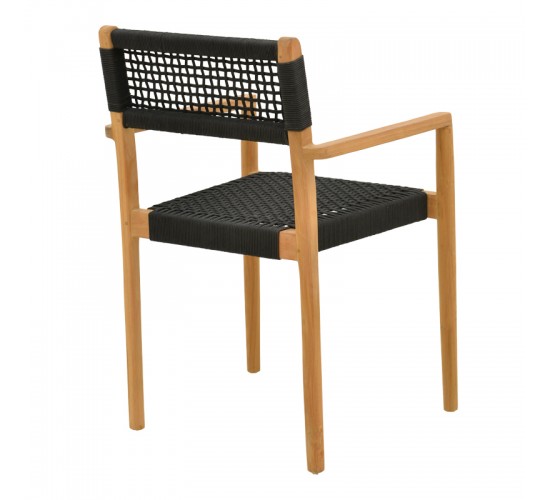 Πολυθρόνα Lengan σκελετός teak ξύλο σε φυσική απόχρωση-μαύρο σχοινί 54x52x80εκ Υλικό: TEAKWOOD - NATURAL ROPE 336-000034