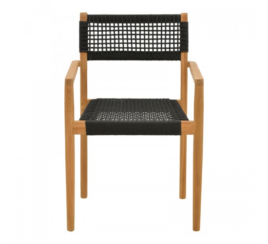 Πολυθρόνα Lengan σκελετός teak ξύλο σε φυσική απόχρωση-μαύρο σχοινί 54x52x80εκ Υλικό: TEAKWOOD - NATURAL ROPE 336-000034
