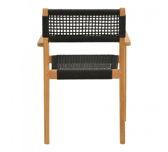 Πολυθρόνα Lengan σκελετός teak ξύλο σε φυσική απόχρωση-μαύρο σχοινί 54x52x80εκ Υλικό: TEAKWOOD - NATURAL ROPE 336-000034