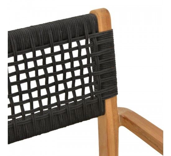 Πολυθρόνα Lengan σκελετός teak ξύλο σε φυσική απόχρωση-μαύρο σχοινί 54x52x80εκ Υλικό: TEAKWOOD - NATURAL ROPE 336-000034