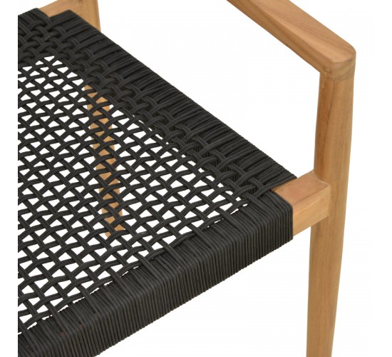 Πολυθρόνα Lengan σκελετός teak ξύλο σε φυσική απόχρωση-μαύρο σχοινί 54x52x80εκ Υλικό: TEAKWOOD - NATURAL ROPE 336-000034