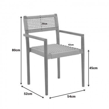 Πολυθρόνα Lengan σκελετός teak ξύλο σε φυσική απόχρωση-μπεζ σχοινί 54x52x80εκ Υλικό: TEAKWOOD -  NATURAL ROPE 336-000035