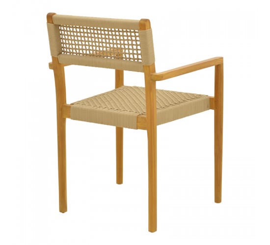 Πολυθρόνα Lengan σκελετός teak ξύλο σε φυσική απόχρωση-μπεζ σχοινί 54x52x80εκ Υλικό: TEAKWOOD -  NATURAL ROPE 336-000035