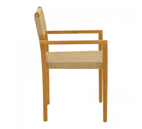 Πολυθρόνα Lengan σκελετός teak ξύλο σε φυσική απόχρωση-μπεζ σχοινί 54x52x80εκ Υλικό: TEAKWOOD -  NATURAL ROPE 336-000035