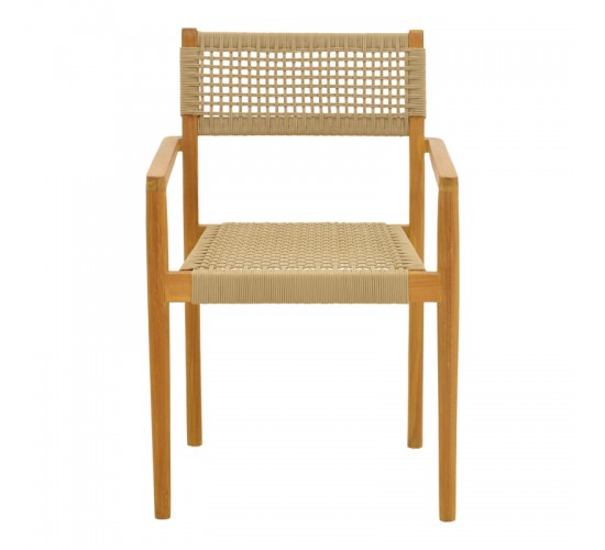 Πολυθρόνα Lengan σκελετός teak ξύλο σε φυσική απόχρωση-μπεζ σχοινί 54x52x80εκ Υλικό: TEAKWOOD -  NATURAL ROPE 336-000035