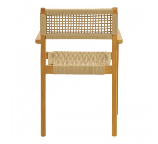 Πολυθρόνα Lengan σκελετός teak ξύλο σε φυσική απόχρωση-μπεζ σχοινί 54x52x80εκ Υλικό: TEAKWOOD -  NATURAL ROPE 336-000035