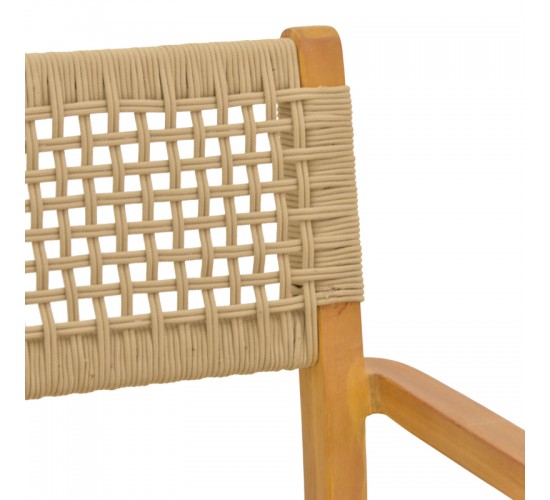 Πολυθρόνα Lengan σκελετός teak ξύλο σε φυσική απόχρωση-μπεζ σχοινί 54x52x80εκ Υλικό: TEAKWOOD -  NATURAL ROPE 336-000035