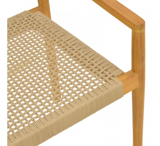Πολυθρόνα Lengan σκελετός teak ξύλο σε φυσική απόχρωση-μπεζ σχοινί 54x52x80εκ Υλικό: TEAKWOOD -  NATURAL ROPE 336-000035