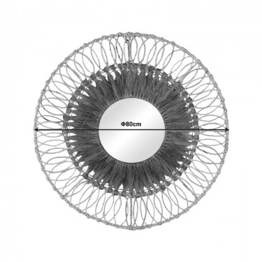 Καθρέπτης Cermine Inart ψάθα σε φυσική απόχρωση Φ80x12εκ Υλικό: Hemp 337-000011