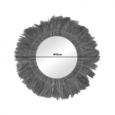 Καθρέπτης Seire Inart ψάθα σε φυσική απόχρωση Φ50x8εκ Υλικό: HEMP 337-000013