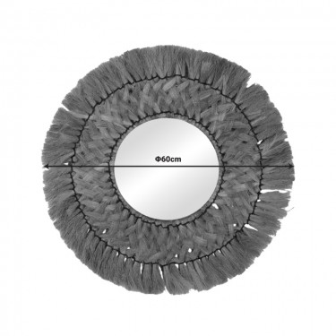 Καθρέπτης Ailan Inart ψάθα σε φυσική απόχρωση Φ60x8εκ Υλικό: HEMP 337-000014