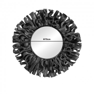 Καθρέπτης Adrez Inart ξύλο liana σε φυσική απόχρωση Φ70x8εκ Υλικό: LILIANA WOOD 337-000030