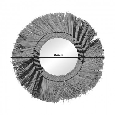 Καθρέπτης Cielro Inart mendong σε φυσική απόχρωση Φ42x6εκ Υλικό: MENDONG 337-000041