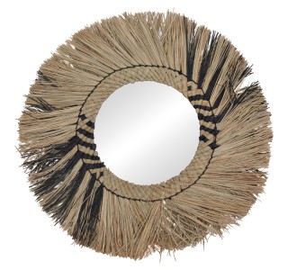 Καθρέπτης Cielro Inart mendong σε φυσική απόχρωση Φ42x6εκ Υλικό: MENDONG 337-000041