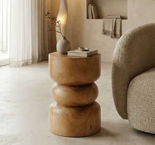 Σκαμπό Estelle suar ξύλο σε φυσική απόχρωση Φ30x45εκ Υλικό: SUAR WOOD 338-000024