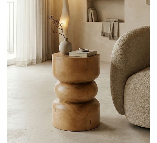 Σκαμπό Estelle suar ξύλο σε φυσική απόχρωση Φ30x45εκ Υλικό: SUAR WOOD 338-000024