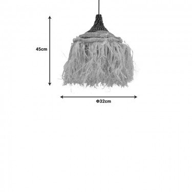 Φωτιστικό οροφής Sermene Inart sisal σε φυσικό-μαύρο χρώμα Φ32x45εκ Υλικό: SISAL 339-000007