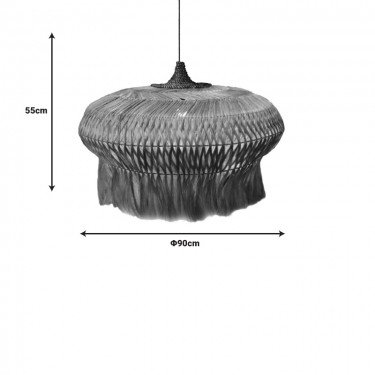 Φωτιστικό οροφής Pozarne Inart abaca ξύλο σε φυσικό χρώμα Φ90x55εκ Υλικό: ABACA 339-000011