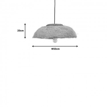 Φωτιστικό οροφής Pictere Inart abaca ξύλο σε φυσικό χρώμα Φ50x20εκ Υλικό: ABACA 339-000014