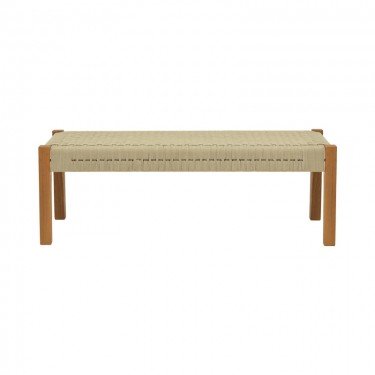 Παγκάκι Uma teak ξύλο και pe σχοινί σε φυσική απόχρωση 120x45x40εκ Υλικό: TEAK WOOD - POLYESTER ROPE 340-000012