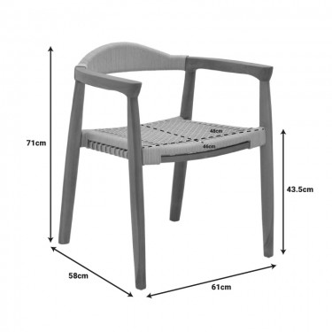 Πολυθρόνα Ganny teak ξύλο και pe σχοινί σε φυσική απόχρωση 61x58x71εκ Υλικό: TEAK WOOD - POLYESTER ROPE 340-000019