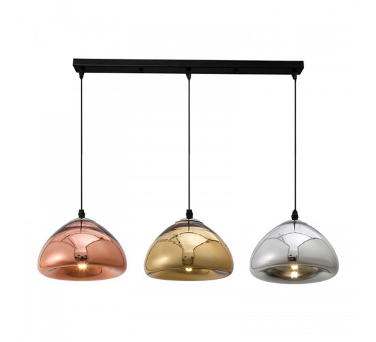 Φωτιστικό οροφής τρίφωτο Ovalone I G9 ασημί-χρυσό-μπρονζέ μέταλλο-γυαλί Φ58x16.5κ Υλικό: METAL - GLASS 342-000009