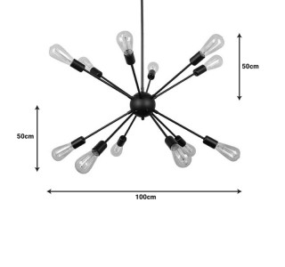 Φωτιστικό οροφής πολύφωτο Ponile μαύρο μέταλλο 100x110εκ Υλικό: METAL 342-000012