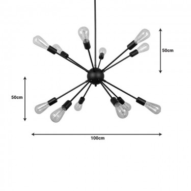 Φωτιστικό οροφής πολύφωτο Ponile μαύρο μέταλλο 100x110εκ Υλικό: METAL 342-000012