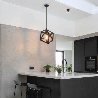 Φωτιστικό οροφής Kibe μαύρο μέταλλο 22x28εκ Υλικό: METAL 342-000014